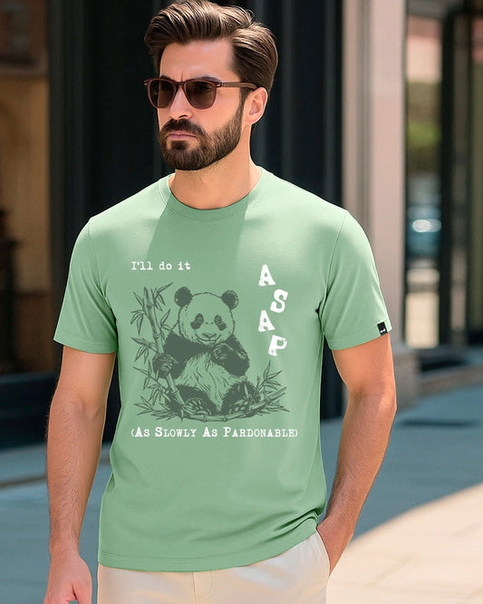 Clottie Men's Bird Egg Green ASAP Panda Graphic Printed T-Shirt
